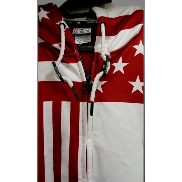 Cleveland Cavaliers Zipway XL Red White Stars Stripes Hoodie Y2K Vintage NBA - Picture 5 of 9